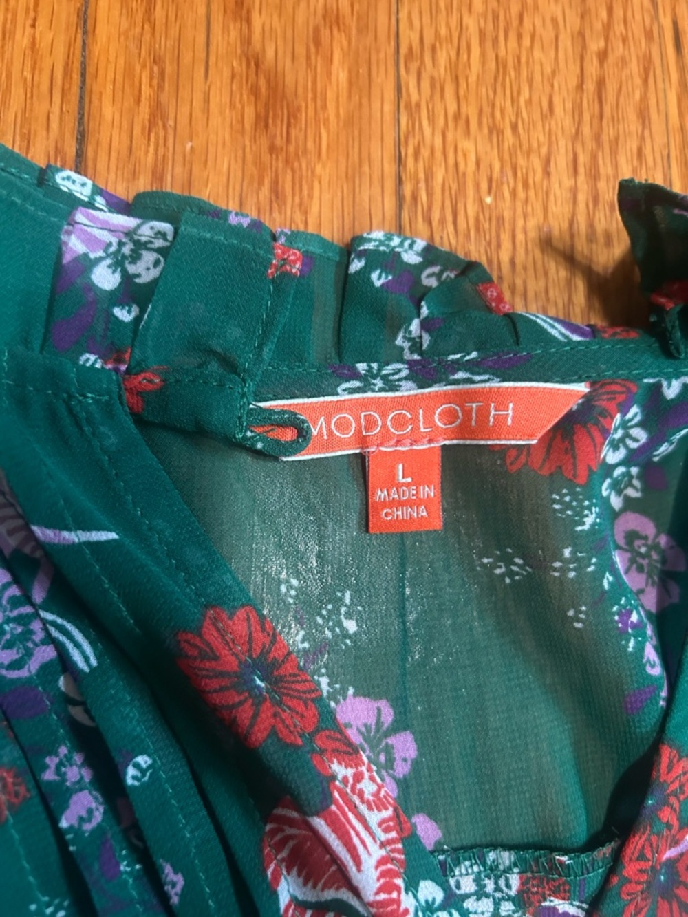 ModCloth Green Cats Dress XL Fully Lined Knee Length Whimsy Fairy Cute Kitchy - Picture 5 of 12